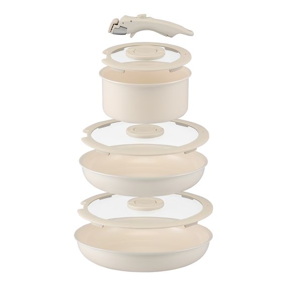 Набор посуды для приготовления со съемной ручкой Smart Ceramic, 7 предметов, цвета топленого молока, Smart Solutions, изображение 17