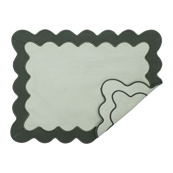 Салфетка под приборы с контрастным кантом зеленого цвета из коллекции Trendy Ruffles, 35х45 см, Tkano