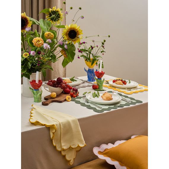 Набор кухонных полотенец с контрастным кантом горчичного цвета из коллекции Trendy Ruffles, 50х70 см, Tkano, изображение 2