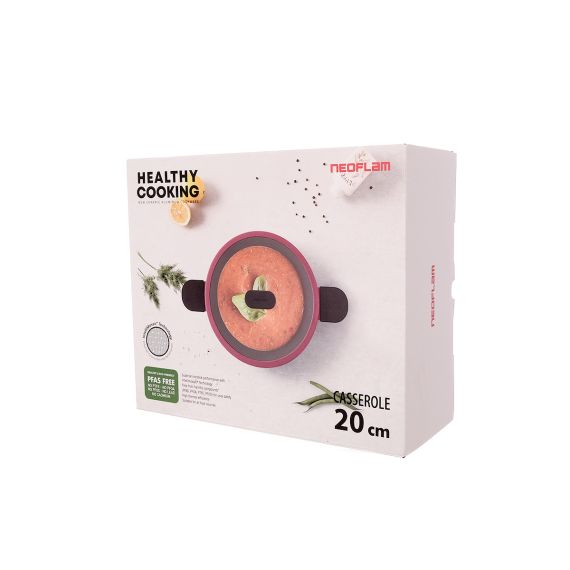 Кастрюля со стеклянной крышкой для индукционных плит Ortus Magenta 2,3 л, 20 см, Neoflam, изображение 2