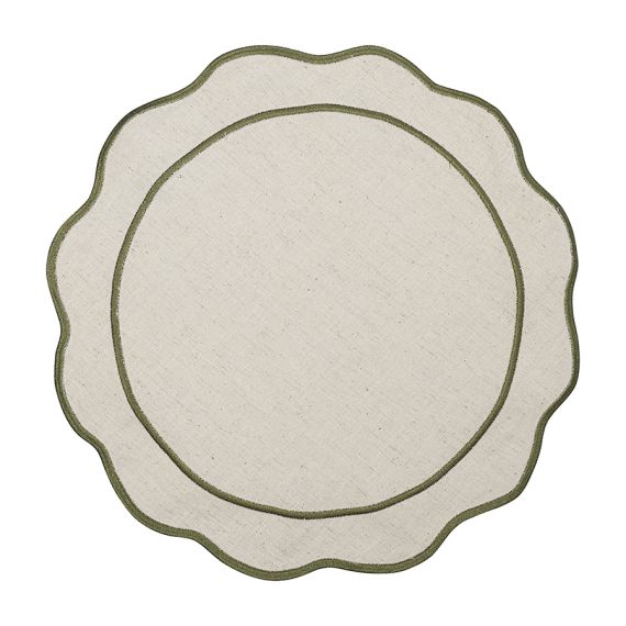 Салфетка под приборы Anemone из коллекции Trendy Ruffles, ?38 см, оливковый, Tkano