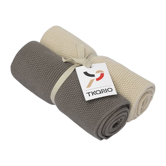 Набор из двух кухонных вязаных полотенец из коллекции Essential, темно-серое/бежевое, Tkano, изображение 15