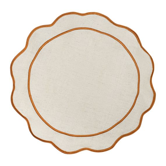 Салфетка под приборы Anemone из коллекции Trendy Ruffles, ?38 см, карри, Tkano