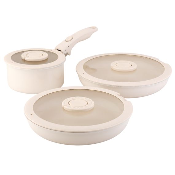 Набор посуды для приготовления со съемной ручкой Smart Ceramic, 7 предметов, цвета топленого молока, Smart Solutions, изображение 20