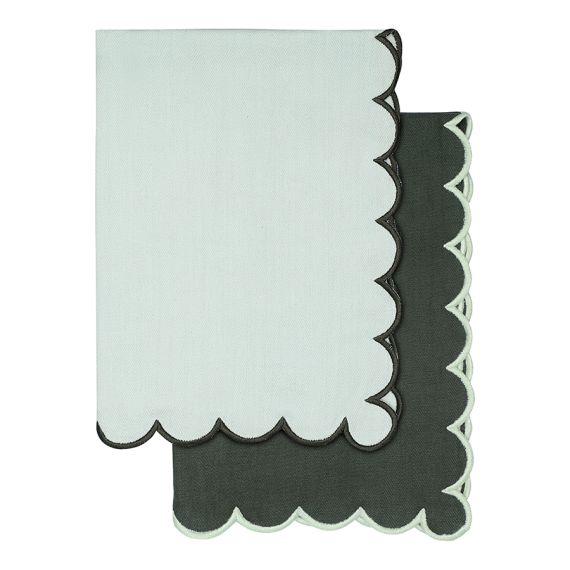 Набор кухонных полотенец с контрастным кантом зеленого цвета из коллекции Trendy Ruffles, 50х70 см, Tkano