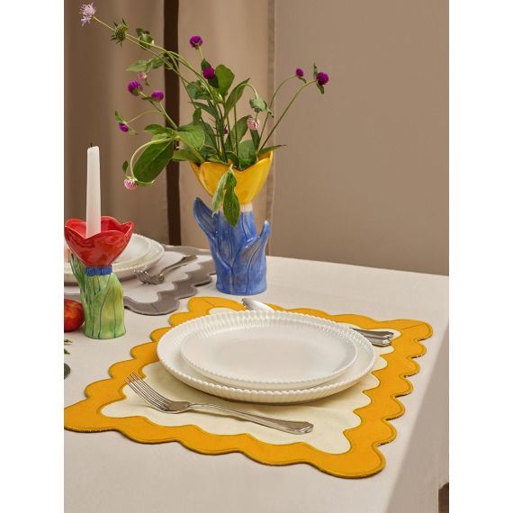 Салфетка под приборы с контрастным кантом горчичного цвета из коллекции Trendy Ruffles, 35х45 см, Tkano, изображение 7