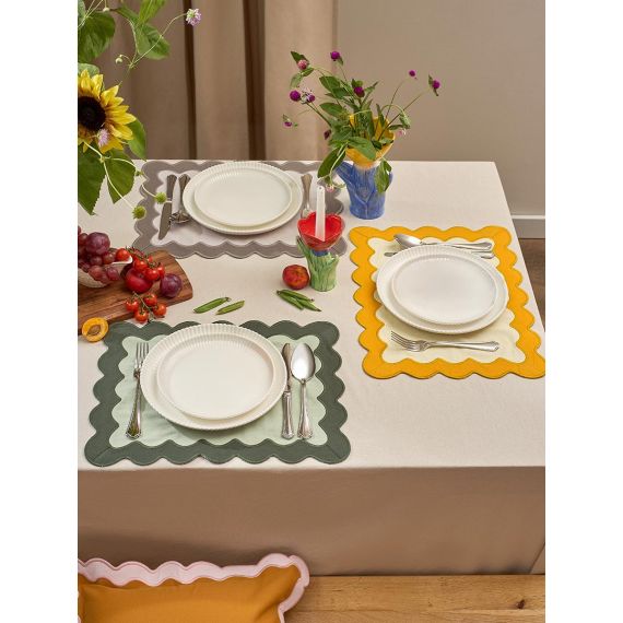 Салфетка под приборы с контрастным кантом зеленого цвета из коллекции Trendy Ruffles, 35х45 см, Tkano, изображение 4