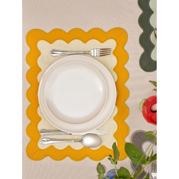 Салфетка под приборы с контрастным кантом горчичного цвета из коллекции Trendy Ruffles, 35х45 см, Tkano, изображение 4