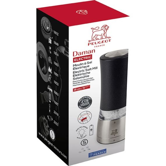 Мельница для соли электрическая 16 см, нержавеющая сталь, цвет черный, DAMAN PEUGEOT, Франция, изображение 9