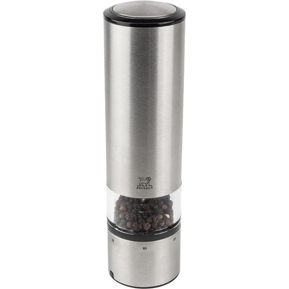 Мельница для перца электрическая на батарейках 20 см, акрил, нержавеющая сталь, ELIS SENSE PEUGEOT, Франция