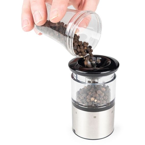 Мельница для перца электрическая на батарейках 20 см, акрил, нержавеющая сталь, ELIS SENSE PEUGEOT, Франция, изображение 6