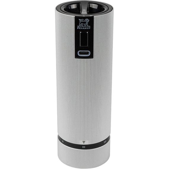 Мельница для соли электрическая с USB зарядкой 15 см, алюминий, цвет графит, LINE PEUGEOT, Франция
