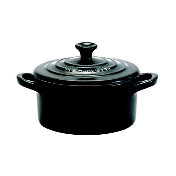 Кокотница керамическая черная d=10 см, Le Creuset