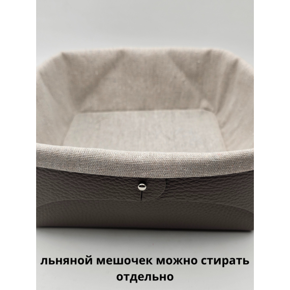 Хлебница из кожи, цвет коричневый, 23х22х9см, VERO, изображение 4