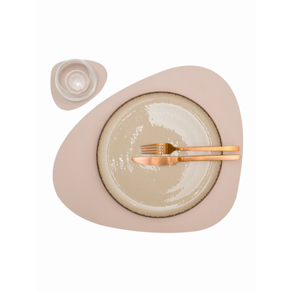 Набор из подстановочной салфетки фигурной 37x44 см и подстаканника, цвет кремовый, VERO, изображение 2