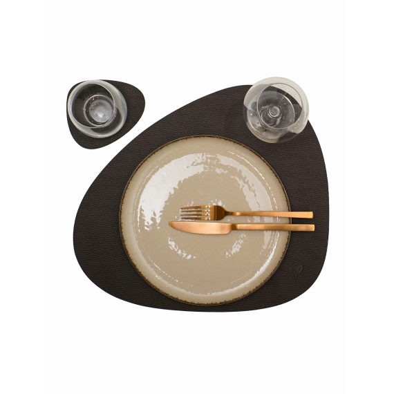 Набор из подстановочной салфетки фигурной 37x44 см и подстаканника, цвет коричневый, VERO