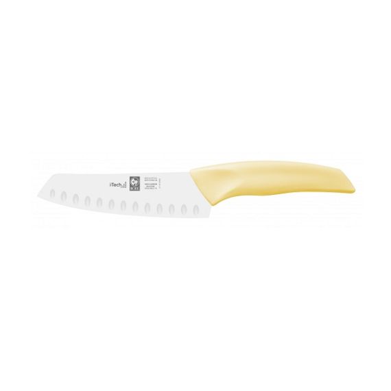 Нож японский Santoku с бороздками 140/260 мм, желтый, серия I-TECH, Icel