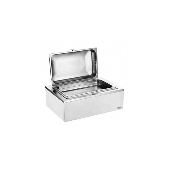 Мармит для сервировки с горелками, крышка из нержавеющей стали, подставка из дерева, белый, Pintinox