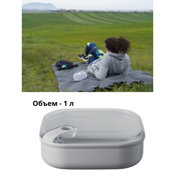 Контейнер квадратный плоский 1000 мл, цвет серый, серия Pull box, OMADA, изображение 2