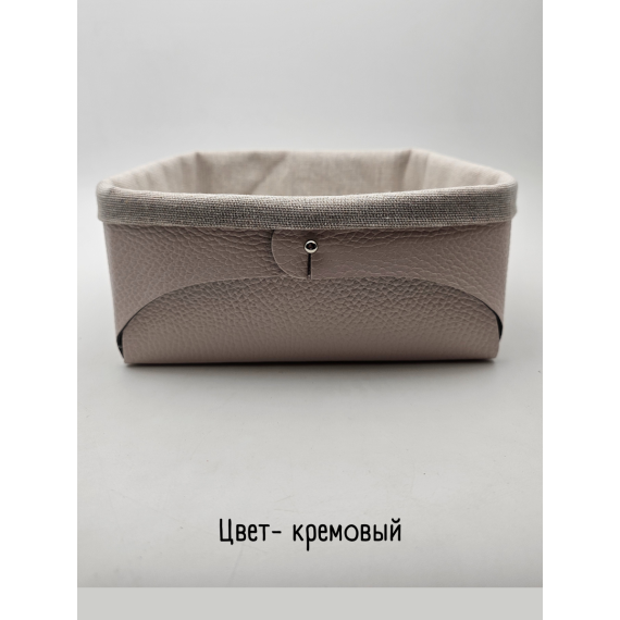 Хлебница из кожи, цвет кремовый, 23х22х9см, VERO, изображение 3