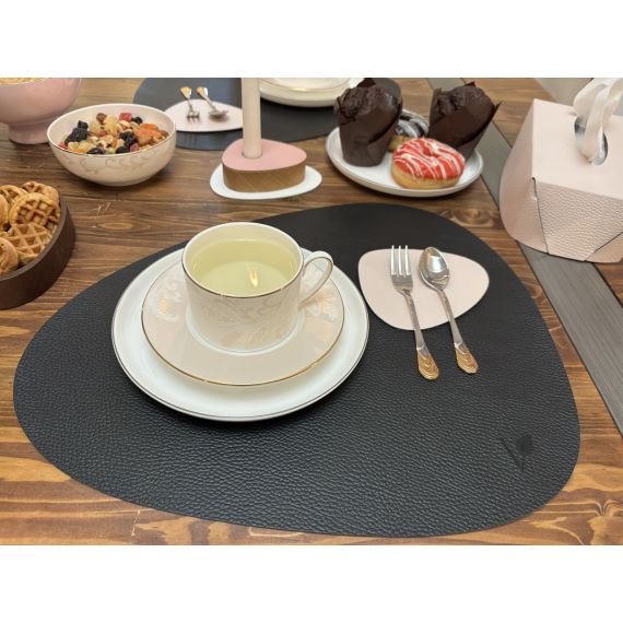 Набор из подстановочной салфетки фигурной 37x44 см и подстаканника, цвет коричневый, VERO, изображение 3