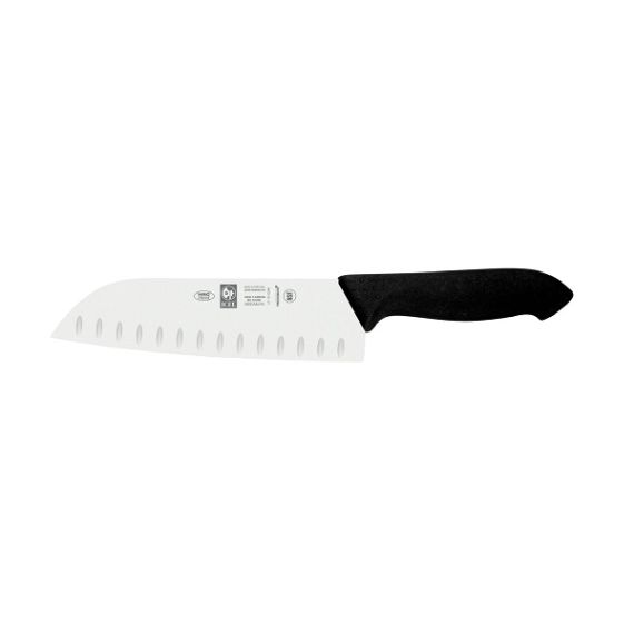 Нож японский Santoku с бороздками 180/300 мм, черный, серия HoReCa, Icel