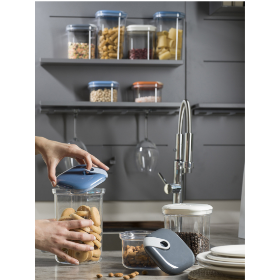 Набор из 3-х емкостей для хранения квадратных 500/1000/1500 мл, цвет голубой, серия Pull box, OMADA, изображение 6