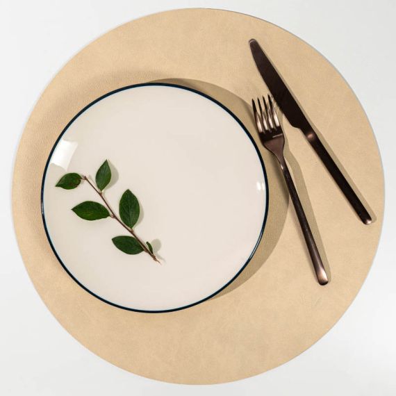 Подстановочная салфетка круг диаметр 38 см, цвет кремовый, VERO