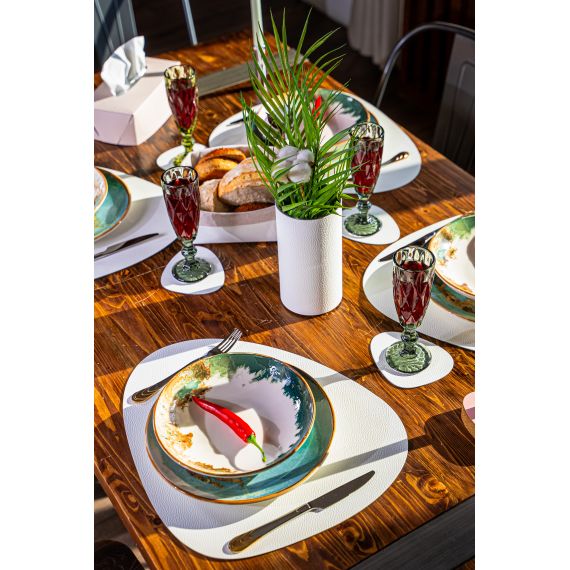 Набор из подстановочной салфетки фигурной 37x44 см и подстаканника, цвет белый, VERO, изображение 3