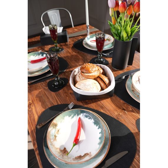 Набор из подстановочной салфетки фигурной 37x44 см  и подстаканника, цвет черный, VERO, изображение 4