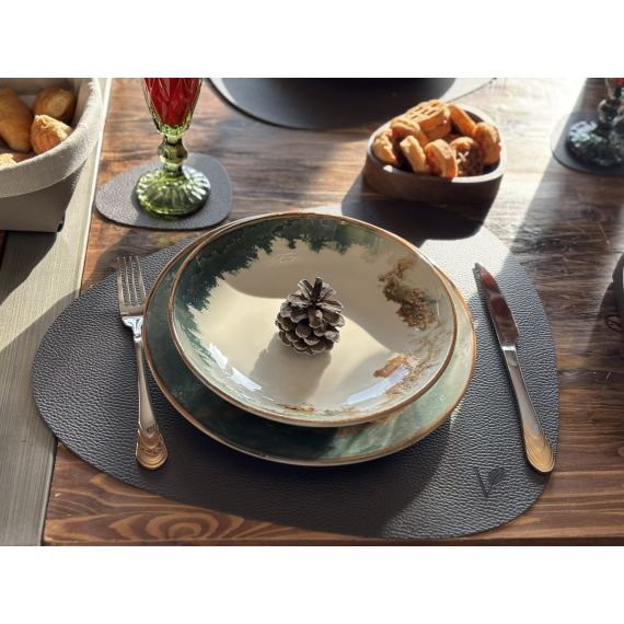 Набор из подстановочной салфетки фигурной 37x44 см и подстаканника, цвет коричневый, VERO, изображение 5