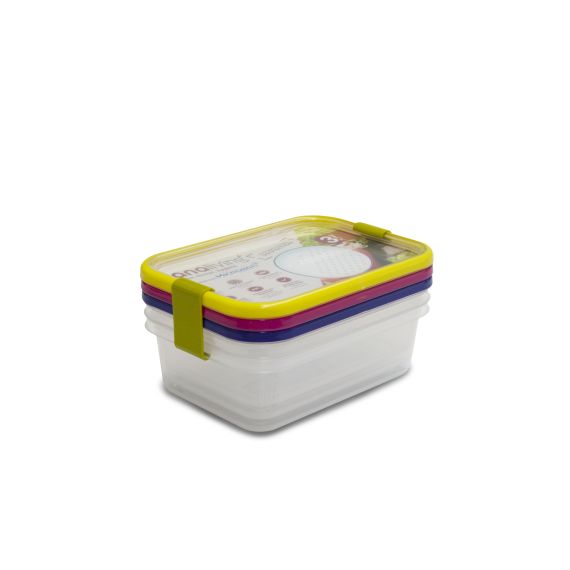 Набор из 3-х контейнеров прямоугольных разноцветных 1000 мл, серия Sanaliving, OMADA