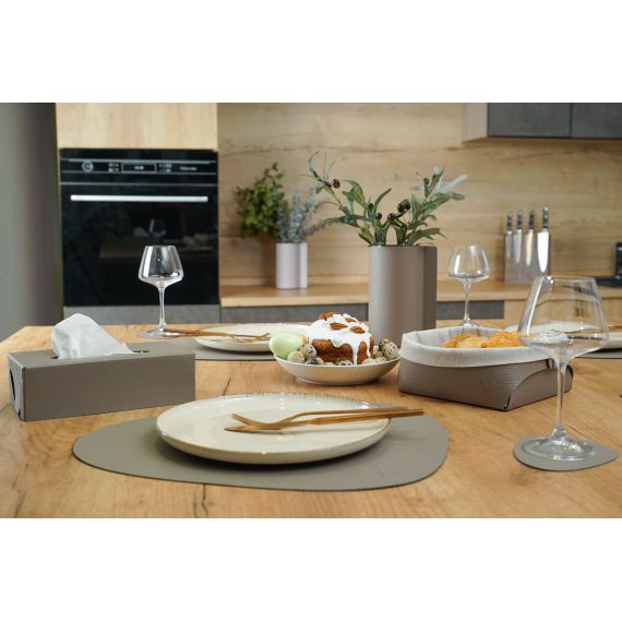 Салфетница из кожи, цвет теплый серый, 23х12х7см, VERO, изображение 6