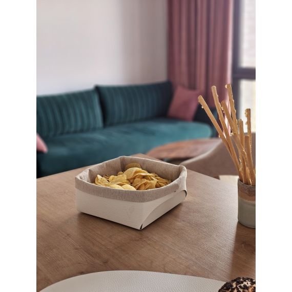 Хлебница из кожи, цвет белый, 23х22х9см, VERO, изображение 2