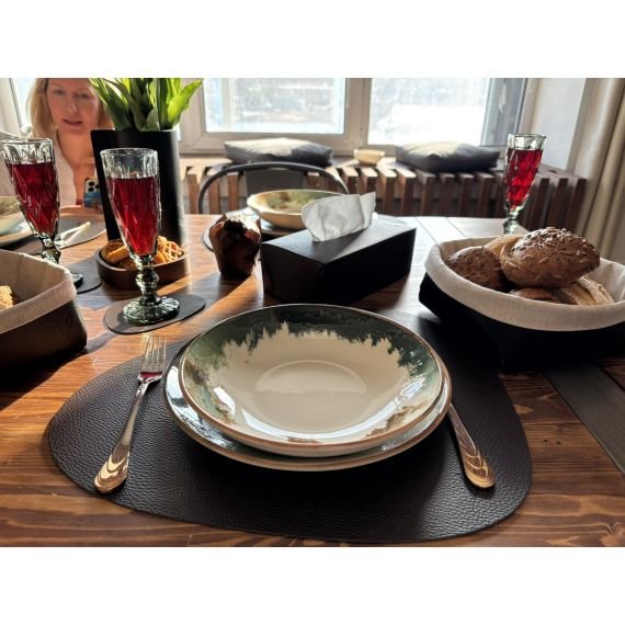 Набор из подстановочной салфетки фигурной 37x44 см и подстаканника, цвет коричневый, VERO, изображение 4