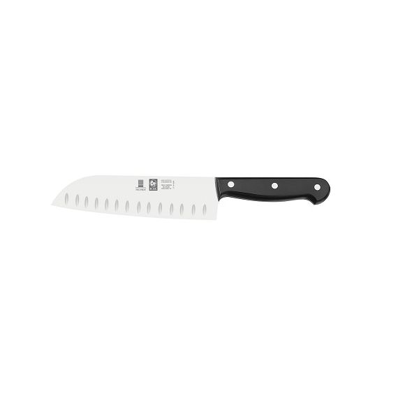 Нож японский Santoku с бороздками 180/300 мм, черный, серия TECHNIC, Icel