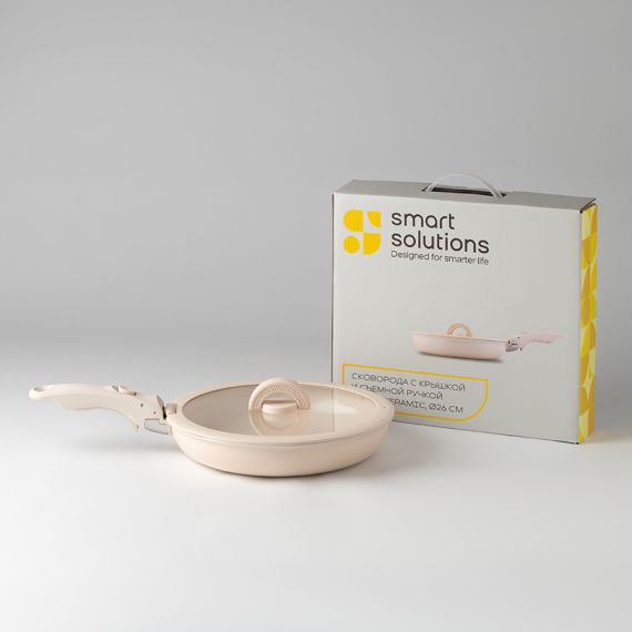 Сковорода с крышкой и съемной ручкой Smart Ceramic, ?26 см, Smart Solutions, изображение 11