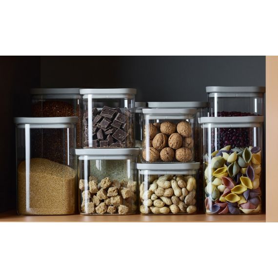 Банка для хранения прямоугольная Vacuum Glass, 1,25 л, светло-серая, Smart Solutions, изображение 4