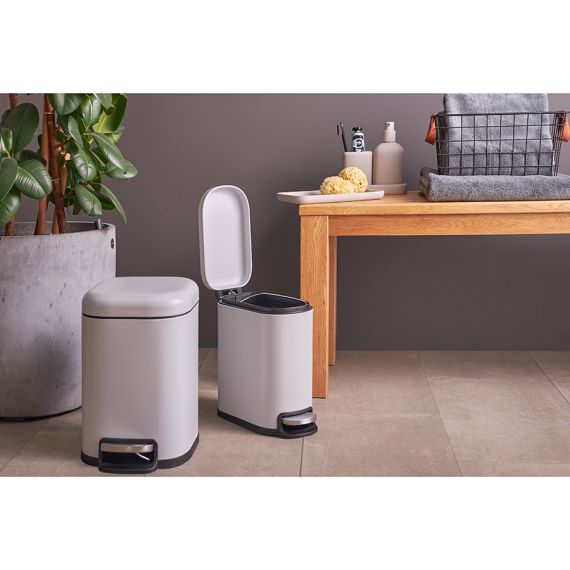 Ведро мусорное с педалью, светло-серое, 5 л, Smart Solutions, изображение 2