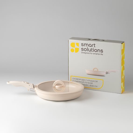 Сковорода с крышкой и съемной ручкой Smart Ceramic, ?28 см, Smart Solutions, изображение 11