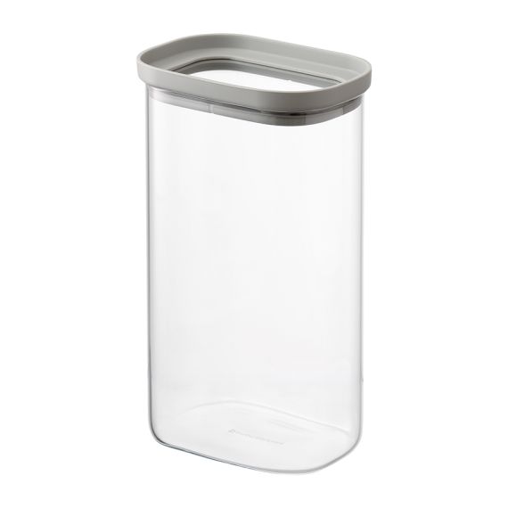 Банка для хранения прямоугольная Vacuum Glass, 1,25 л, светло-серая, Smart Solutions