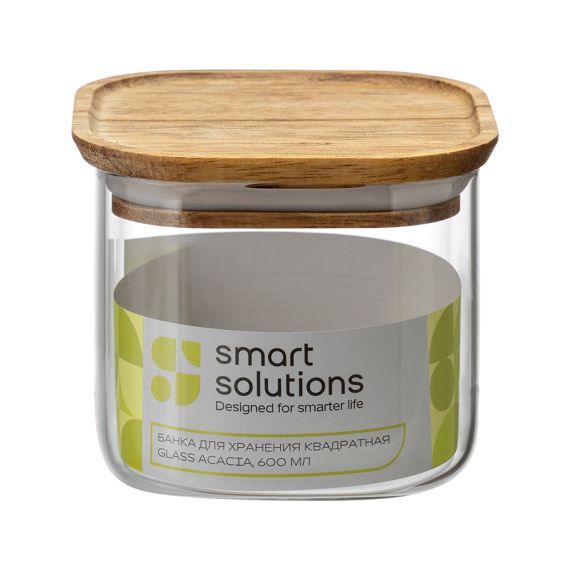 Банка для хранения квадратная Glass Acacia, 600 мл, Smart Solutions, изображение 8