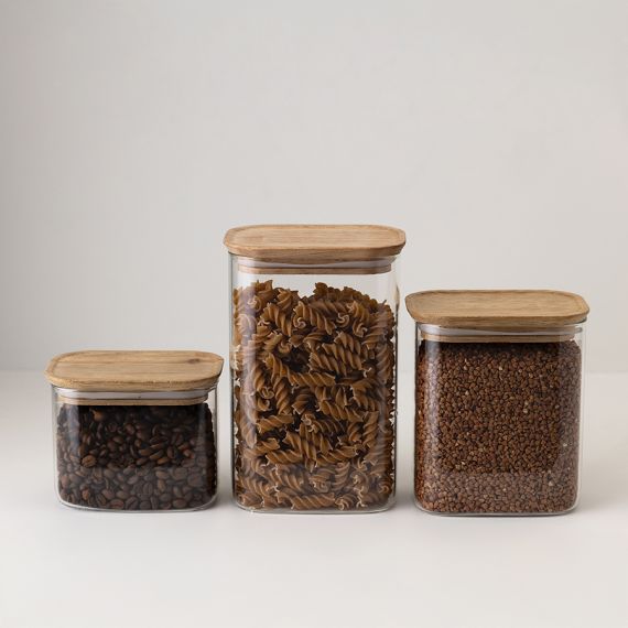Банка для хранения прямоугольная Glass Acacia, 600 мл, Smart Solutions, изображение 6