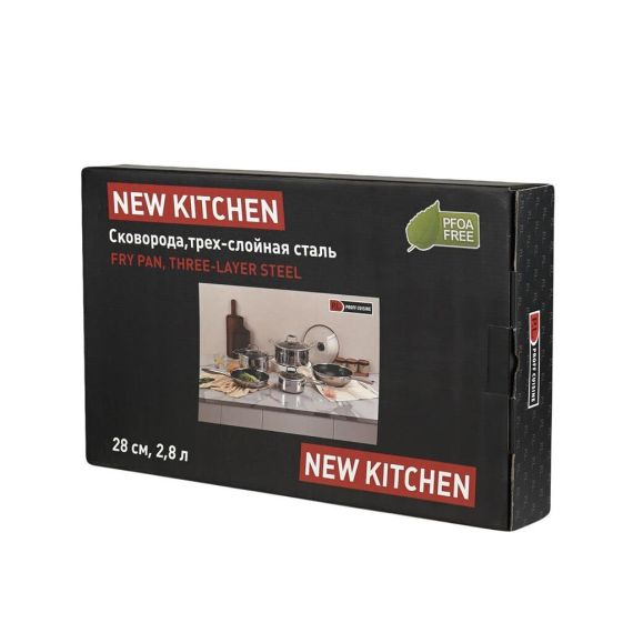 Сковорода 28*5,5 см серия New Kitchen, трехслойная сталь, P.L. Proff Cuisine, изображение 8
