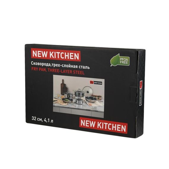 Сковорода 32*6 см, серия New Kitchen, трехслойная сталь, P.L. Proff Cuisine, изображение 8