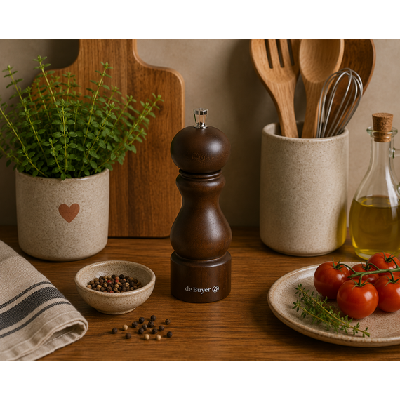 Мельница для соли h=14 см, темное дерево, De Buyer, изображение 2