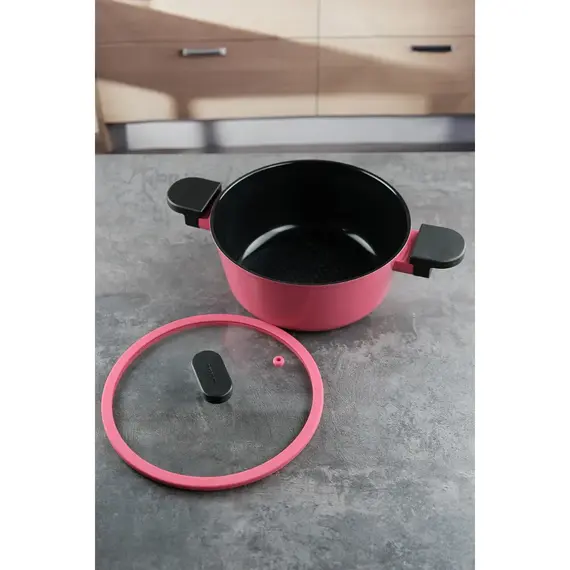 Кастрюля со стеклянной крышкой для индукционных плит Ortus Magenta 7 л, 28 см, Neoflam, изображение 3