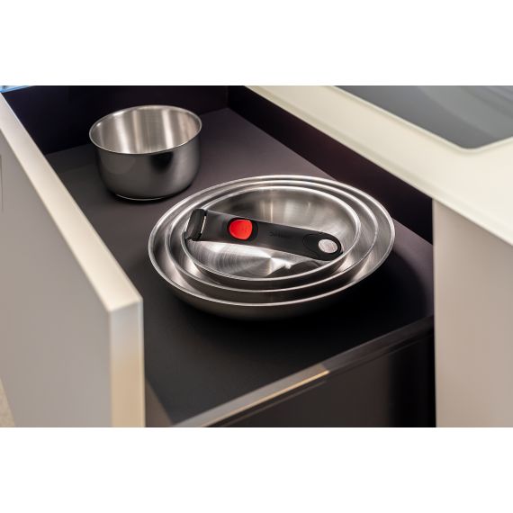 Inox Facile - Набор из 3-х предметов: сковороды 24 и 28 см, ковш 16 см, съемная ручка, Barazzoni, изображение 3