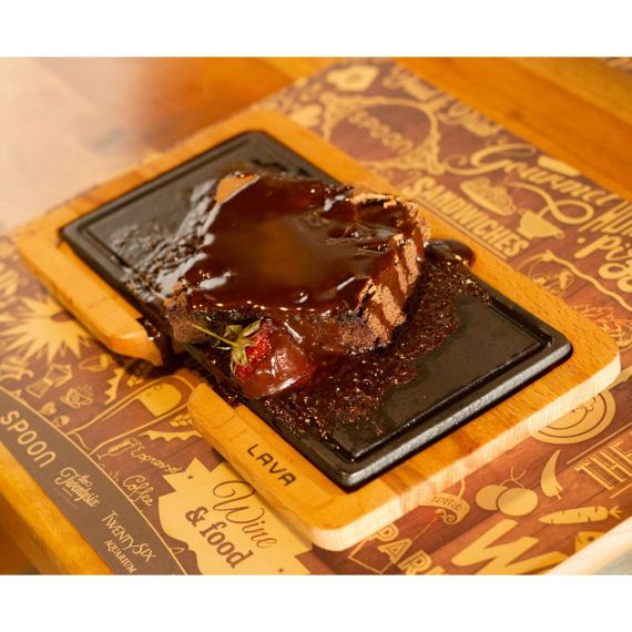 Блюдо чугунное прямоугольное на деревянной подставке, 12*25 см, LAVA, изображение 3