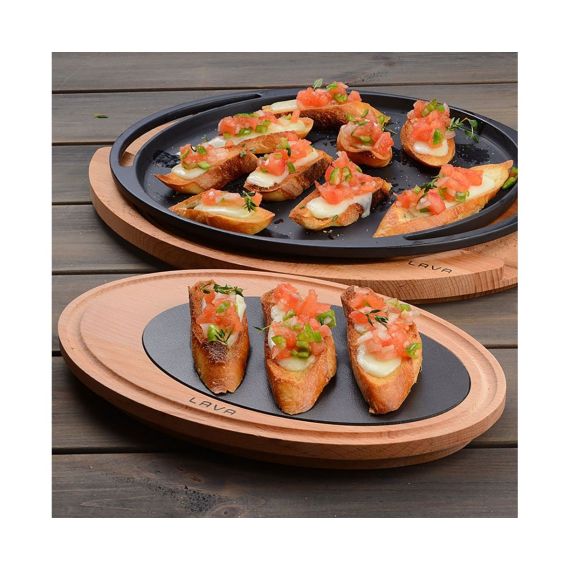 Блюдо овальное чугунное на деревянной подставке, 20*30см, LAVA, изображение 3